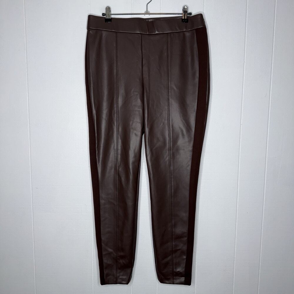 Talbots Women’s Portland Faux Leather Leggings Brown Size 10 NWT - Picture 2 of 7